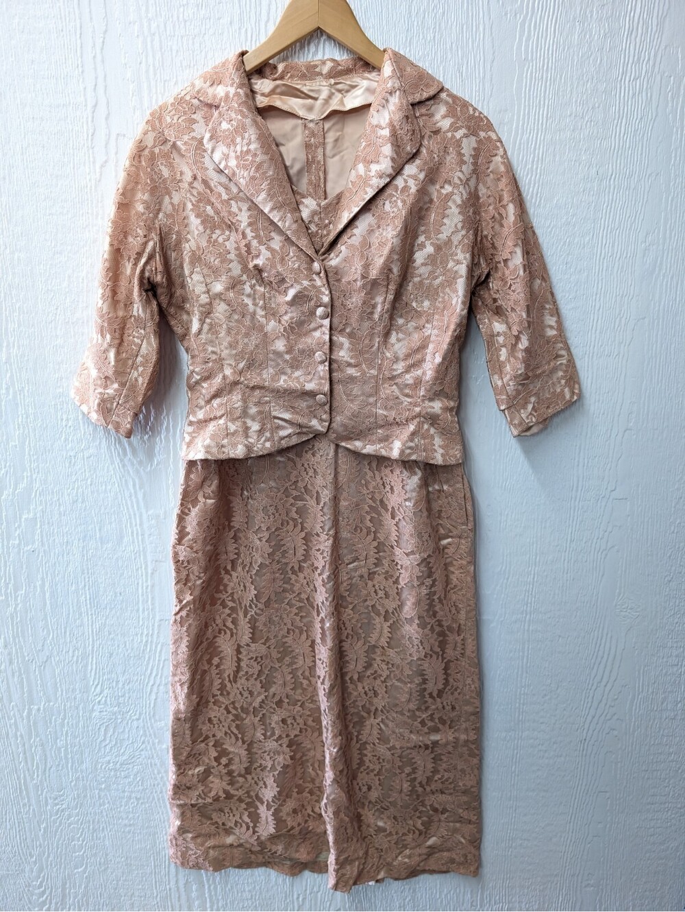 Vintage 60s Emma Domb Lace Dress And Jacket Mother Of The Bride Size Medium